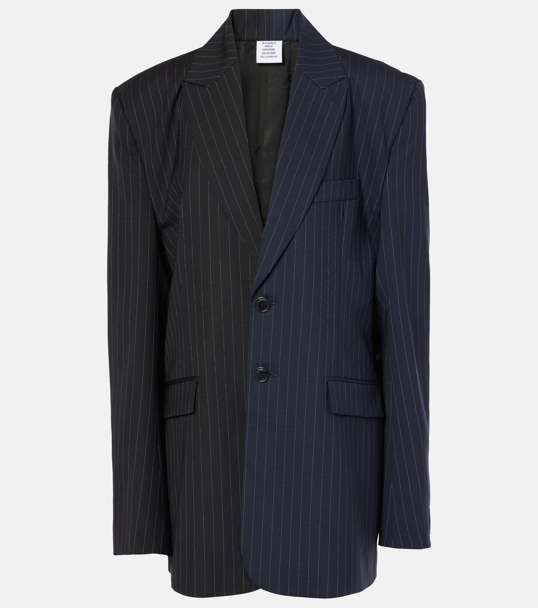 Pinstripe wool blazer - 1