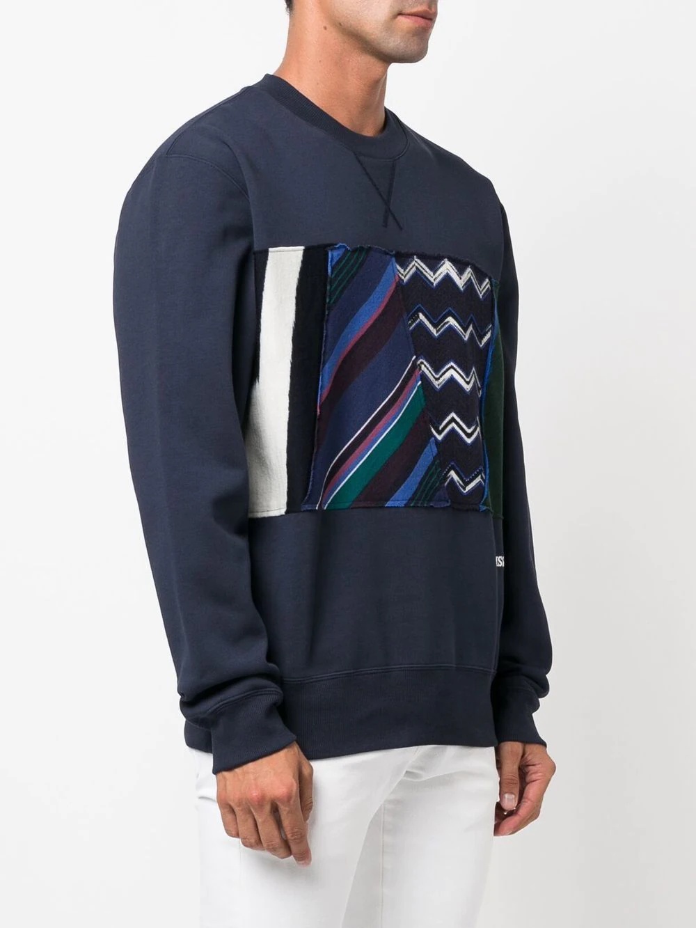 patchwork crew neck sweatshirt - 3