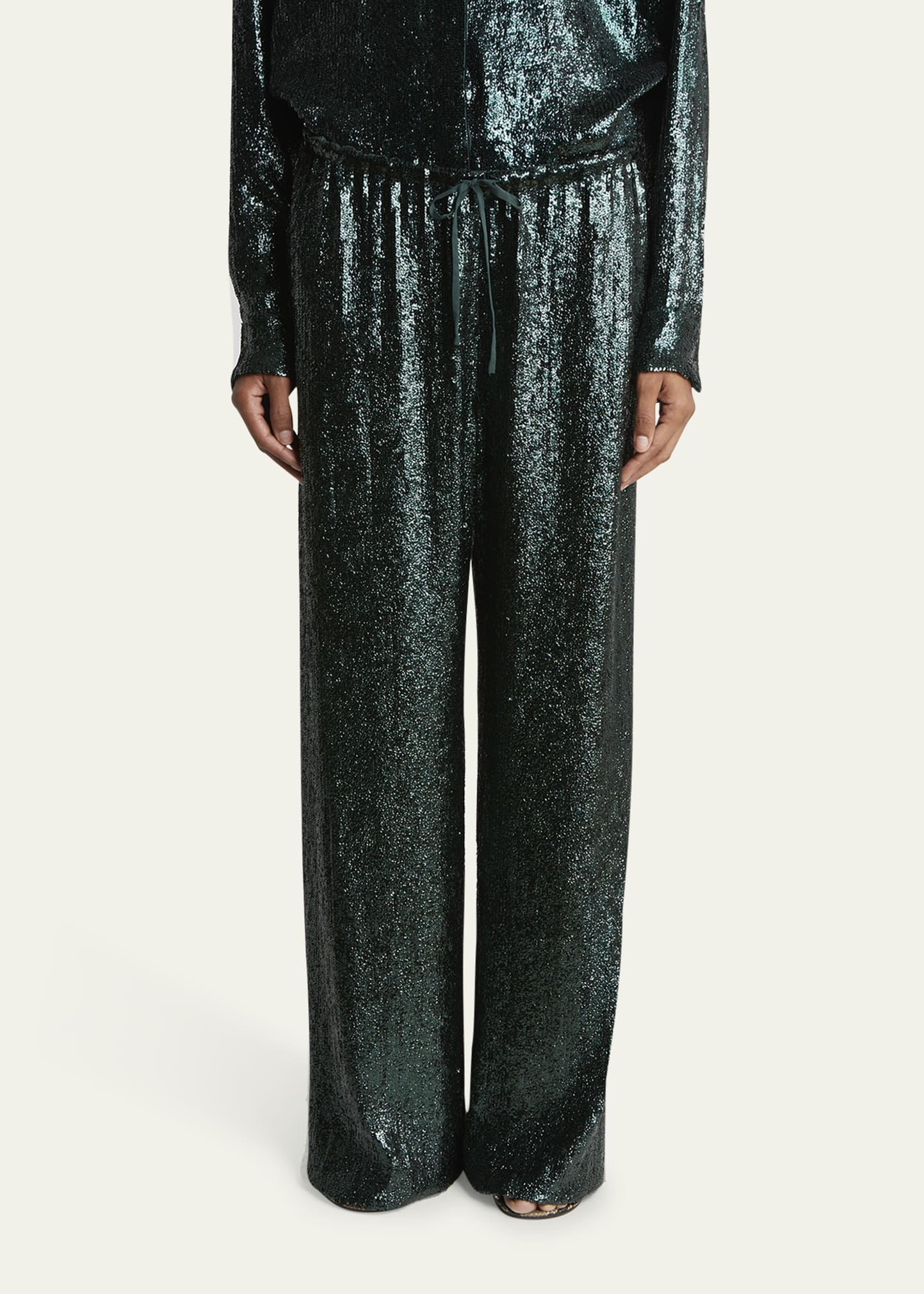 Puvis Sequined Wide-Leg Drawstring Pants - 4