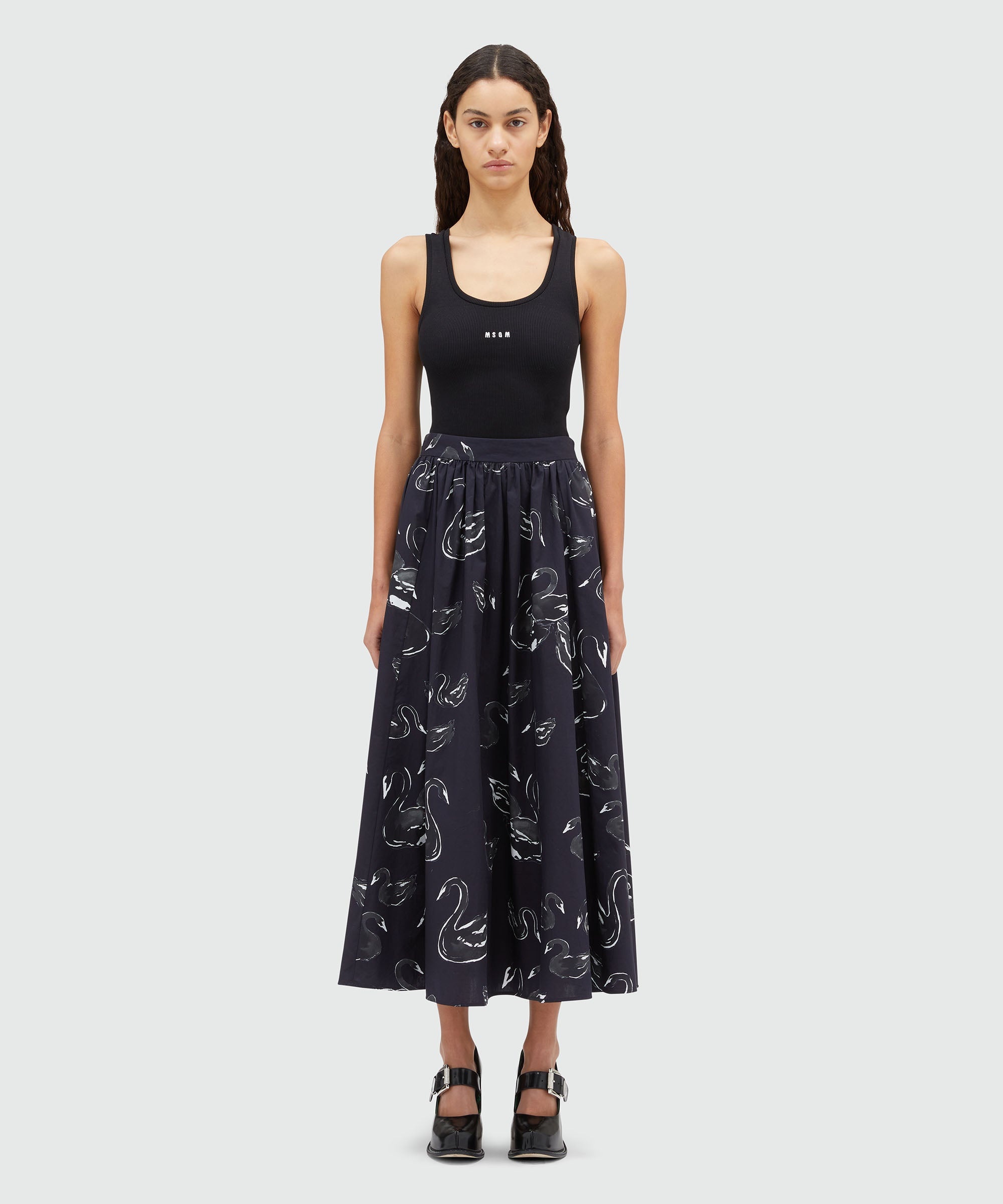 Poplin print roomy skirt - 2