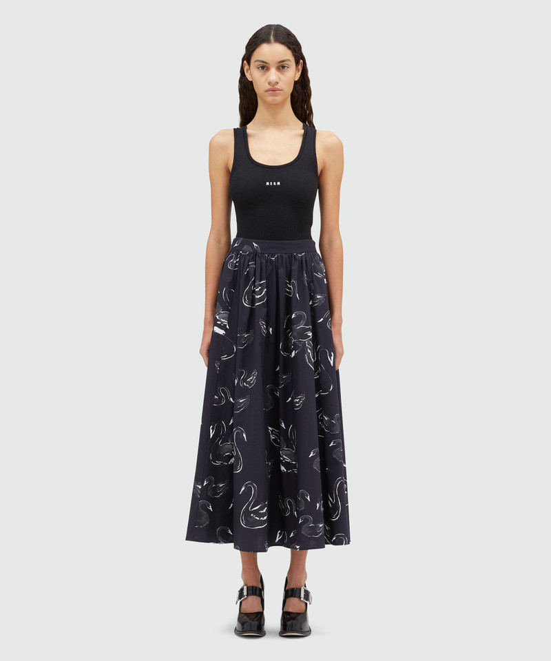 MSGM Poplin print roomy skirt outlook