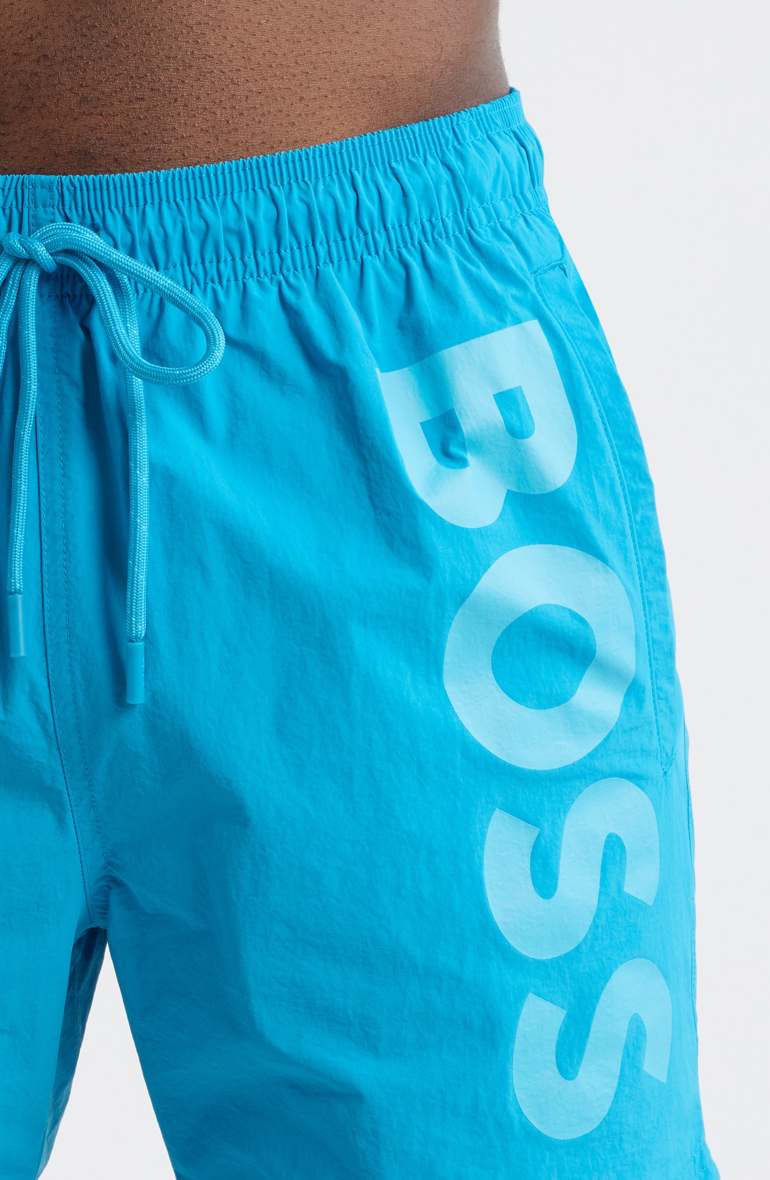 BOSS Octopus Swim Trunks in Turquoise Blue at Nordstrom - 4