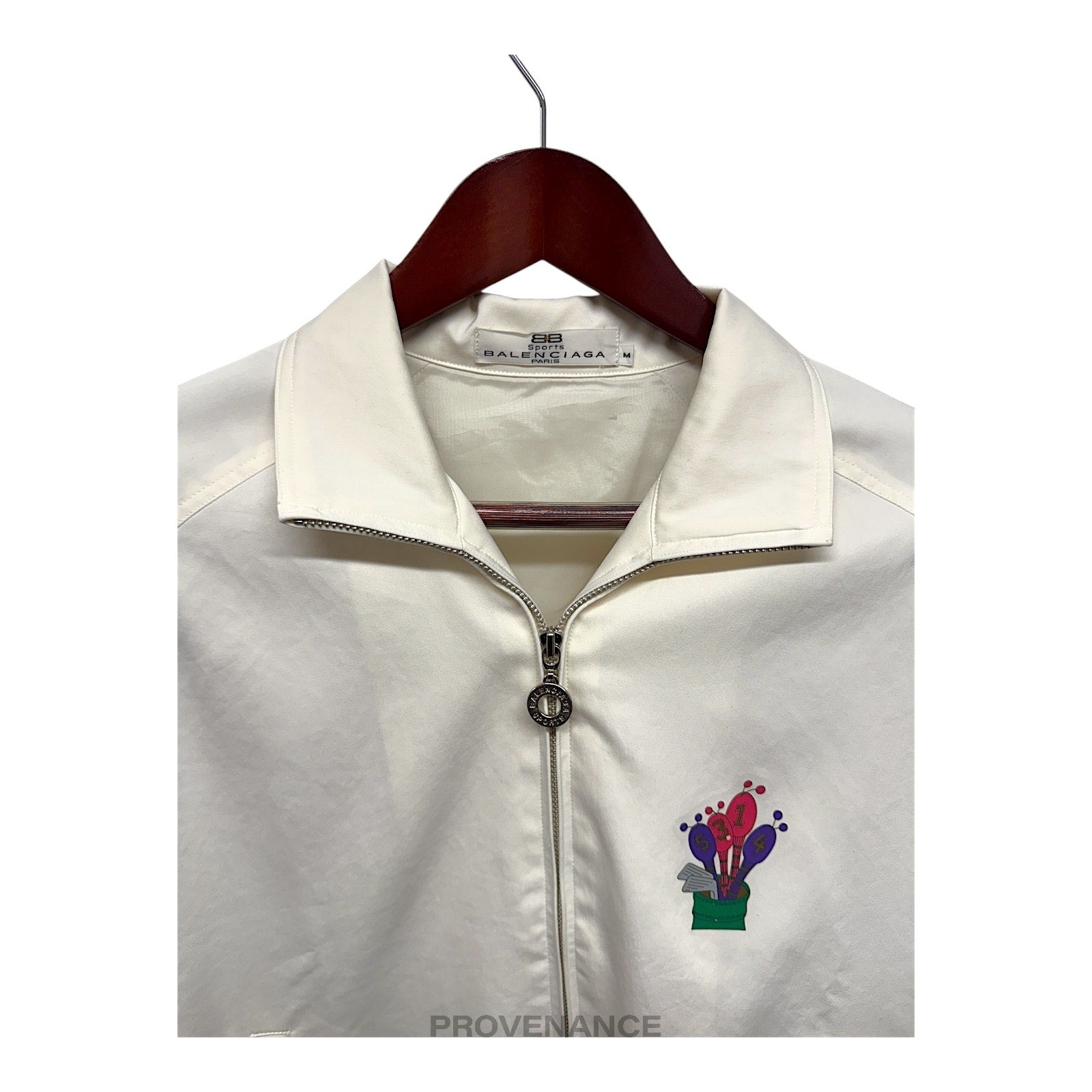 Balenciaga Sports Golf Logo Top Zip Jacket - White M - 5
