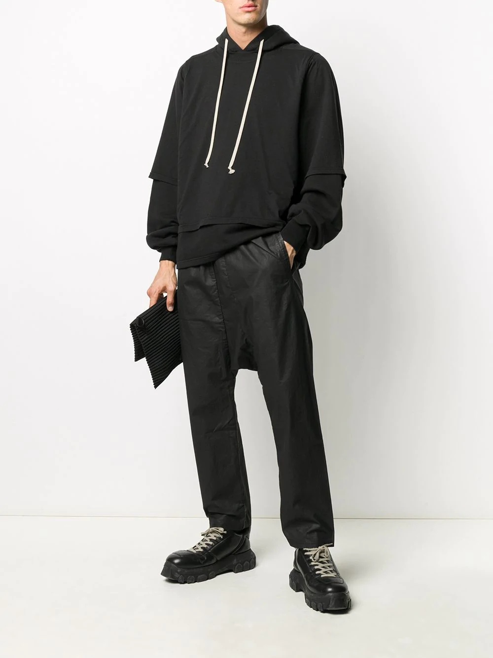 layered cotton hoodie - 2