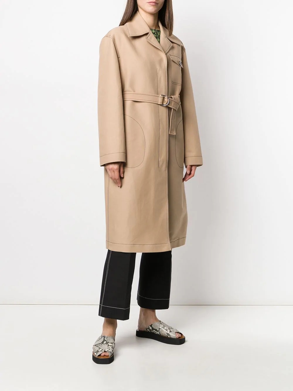 single-breasted duster coat - 3