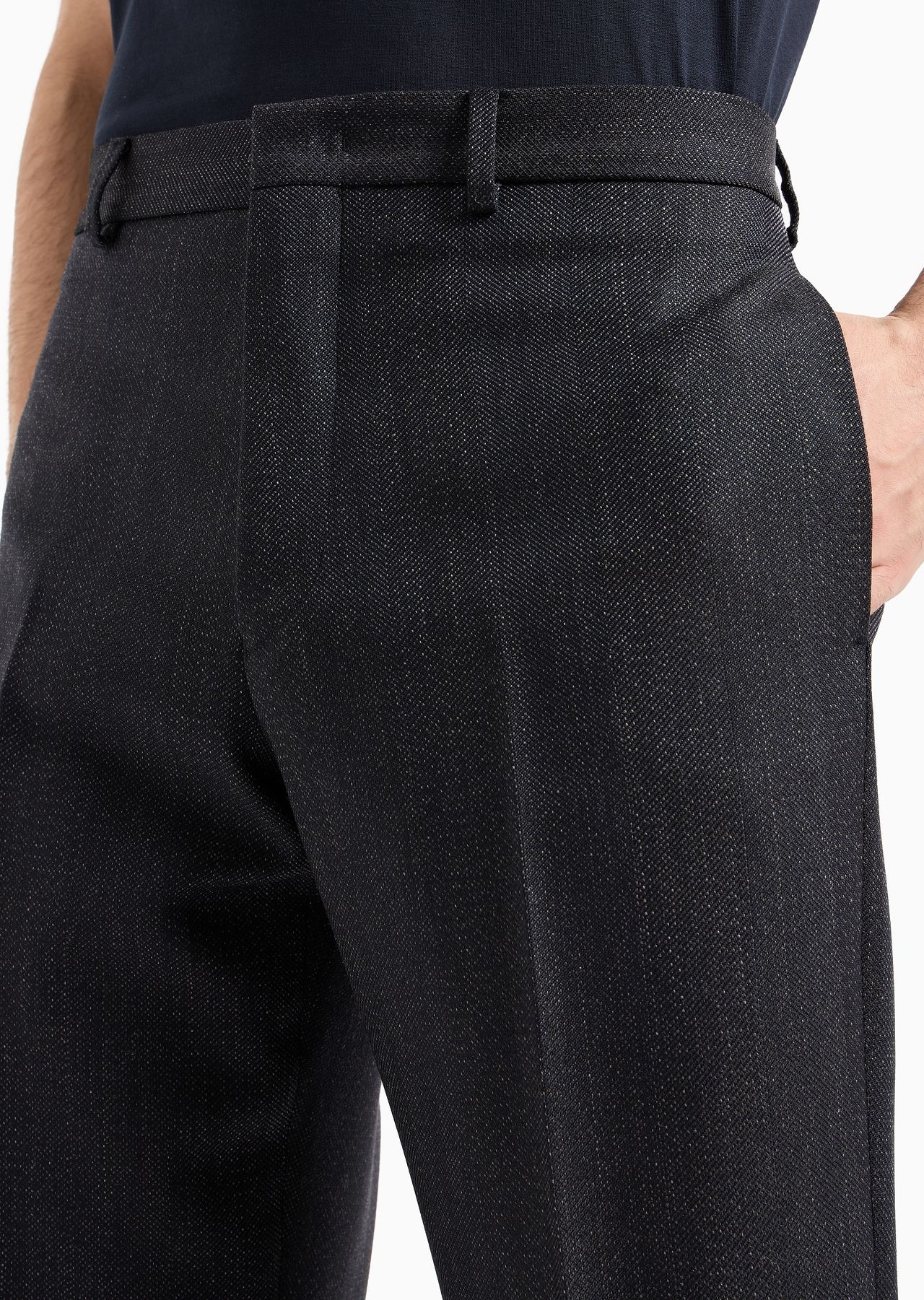 Mouliné wool-blend trousers with chevron motif - 5