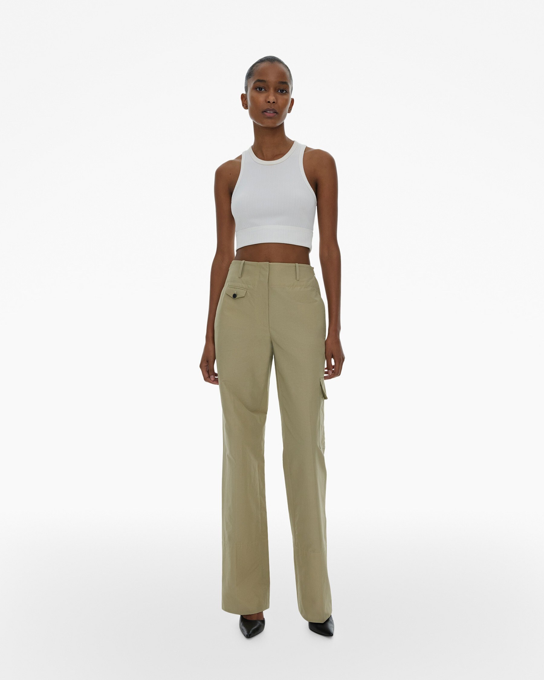 CROPPED RIB KNIT TANK TOP - 2