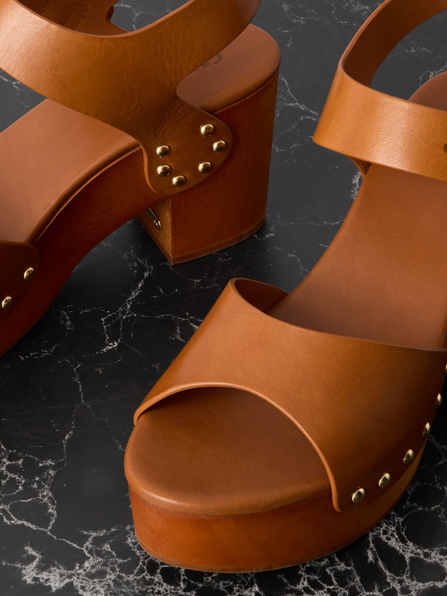 Jeannette leather platform sandals Tan - 4