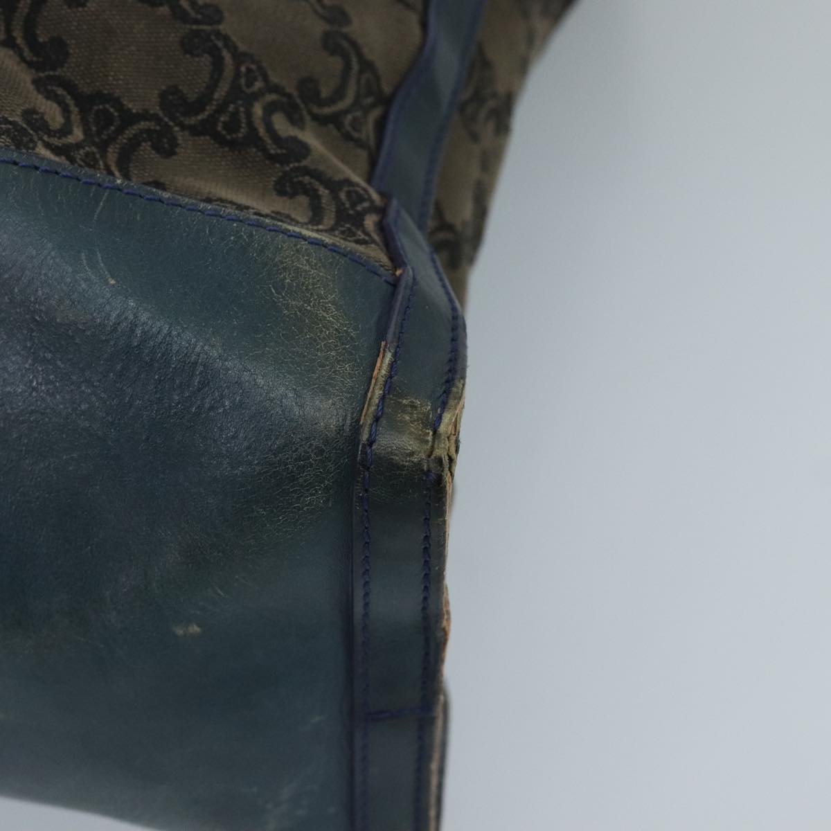 CELINE Paris Macadam Canvas Tote Bag Brown Navy Gold - 14