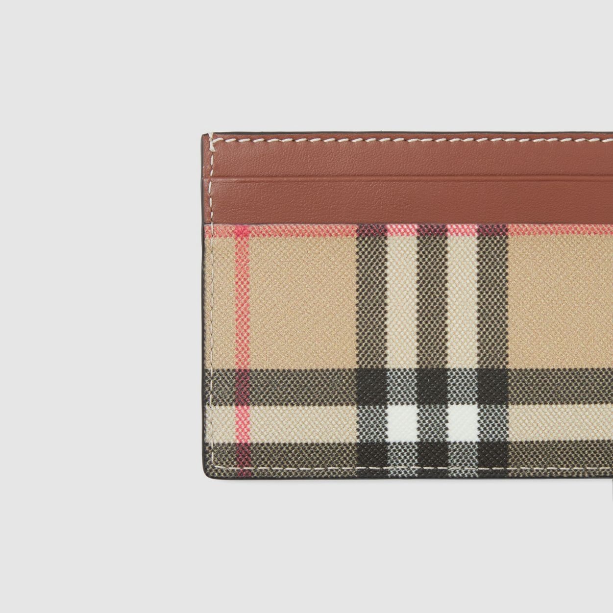 Vintage Check and Leather Card Case - 2