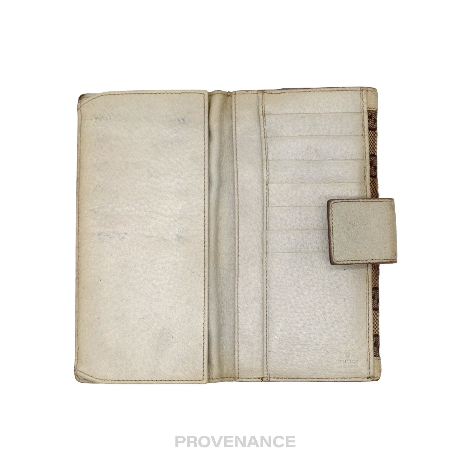 Gucci GG Canvas Long Wallet - White with Web - 5