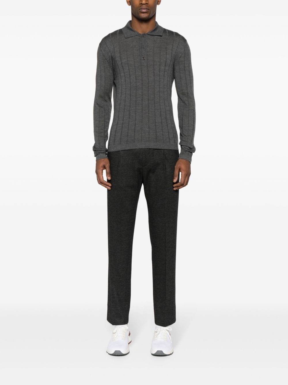 ribbed virgin wool polo shirt - 2