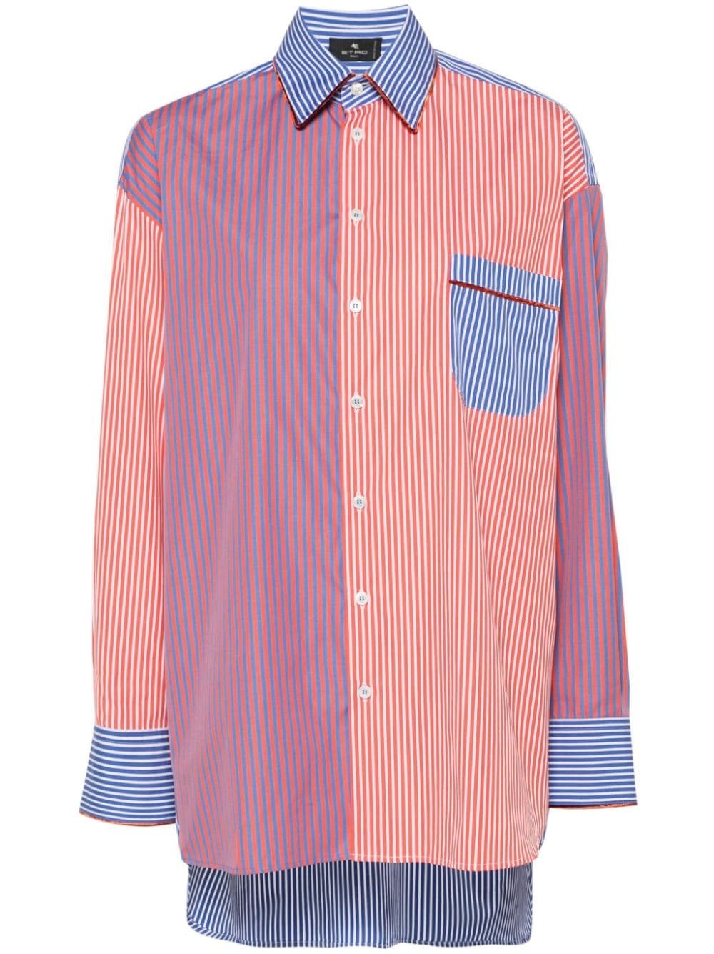 stripe-pattern cotton shirt - 1