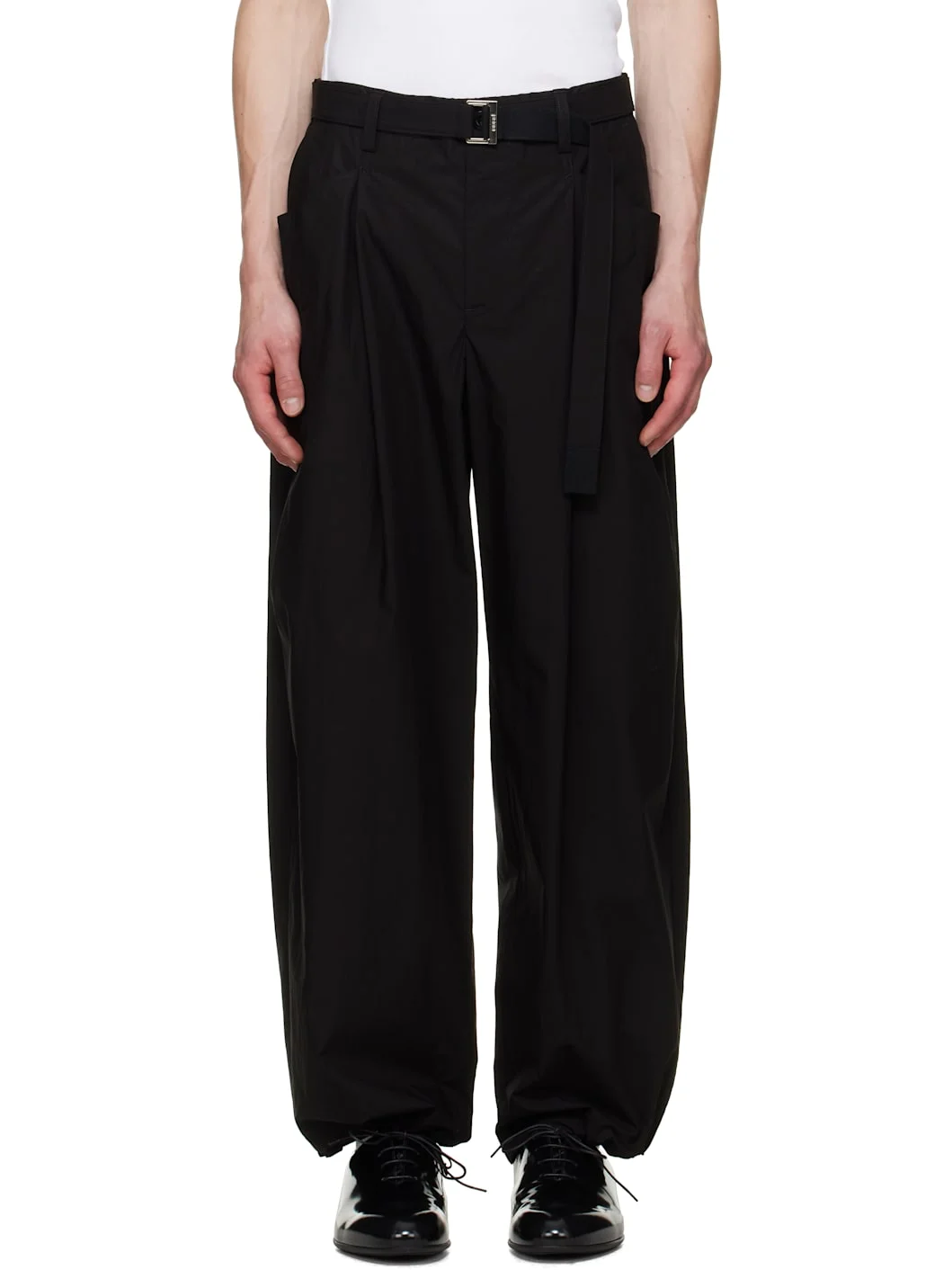 Black Cotton Typewriter Trousers - 1