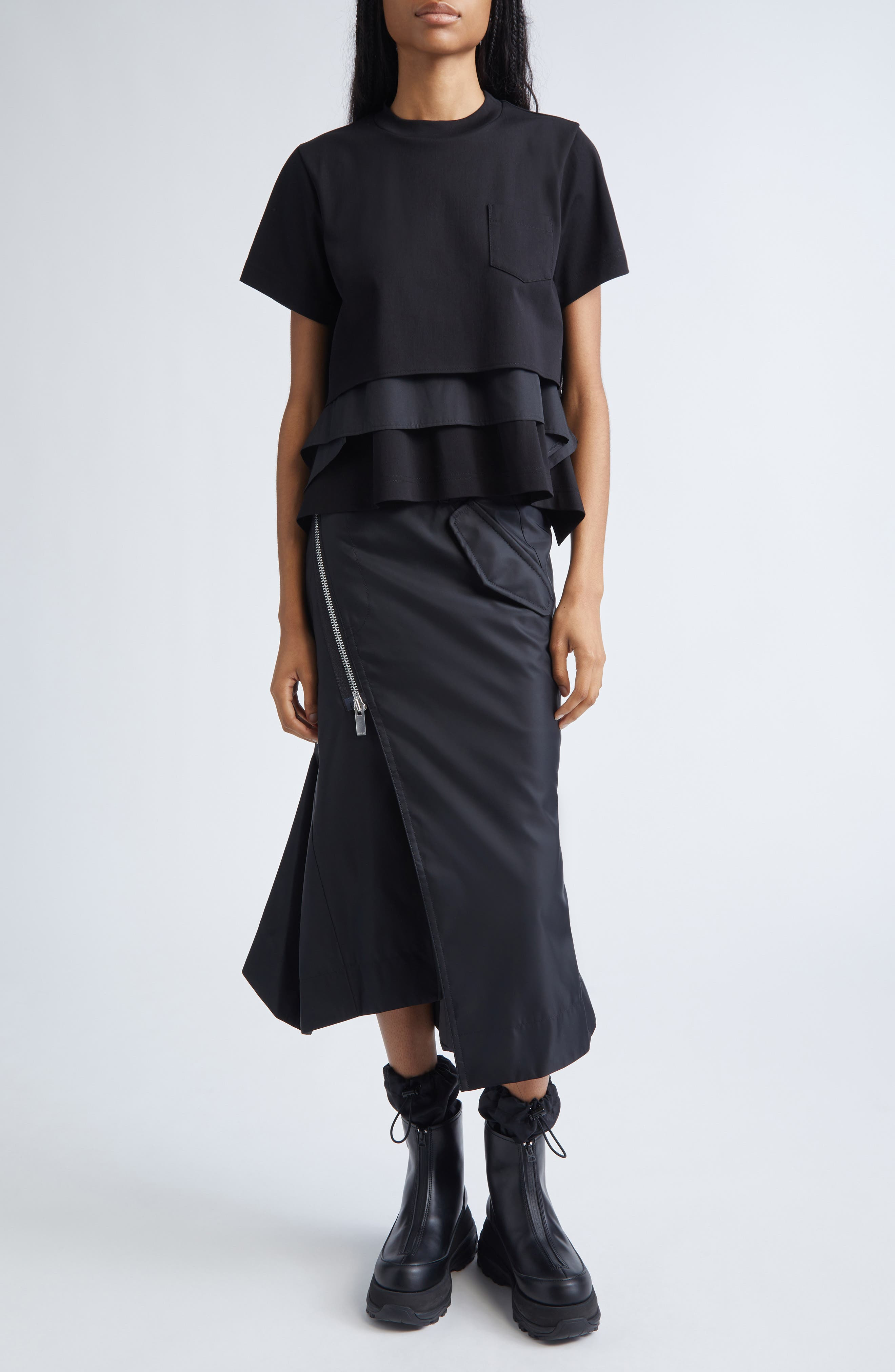 Sacai Insulated Nylon Twill Skirt in Black at Nordstrom - 2