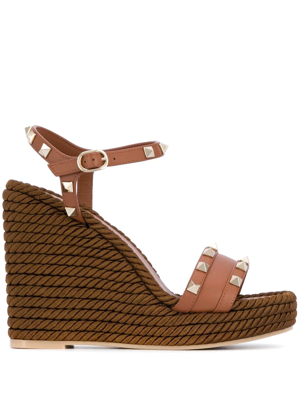 Rockstud leather wedge sandals - 1