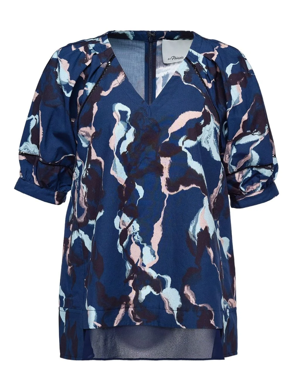 puff-sleeve abstract-print blouse - 1