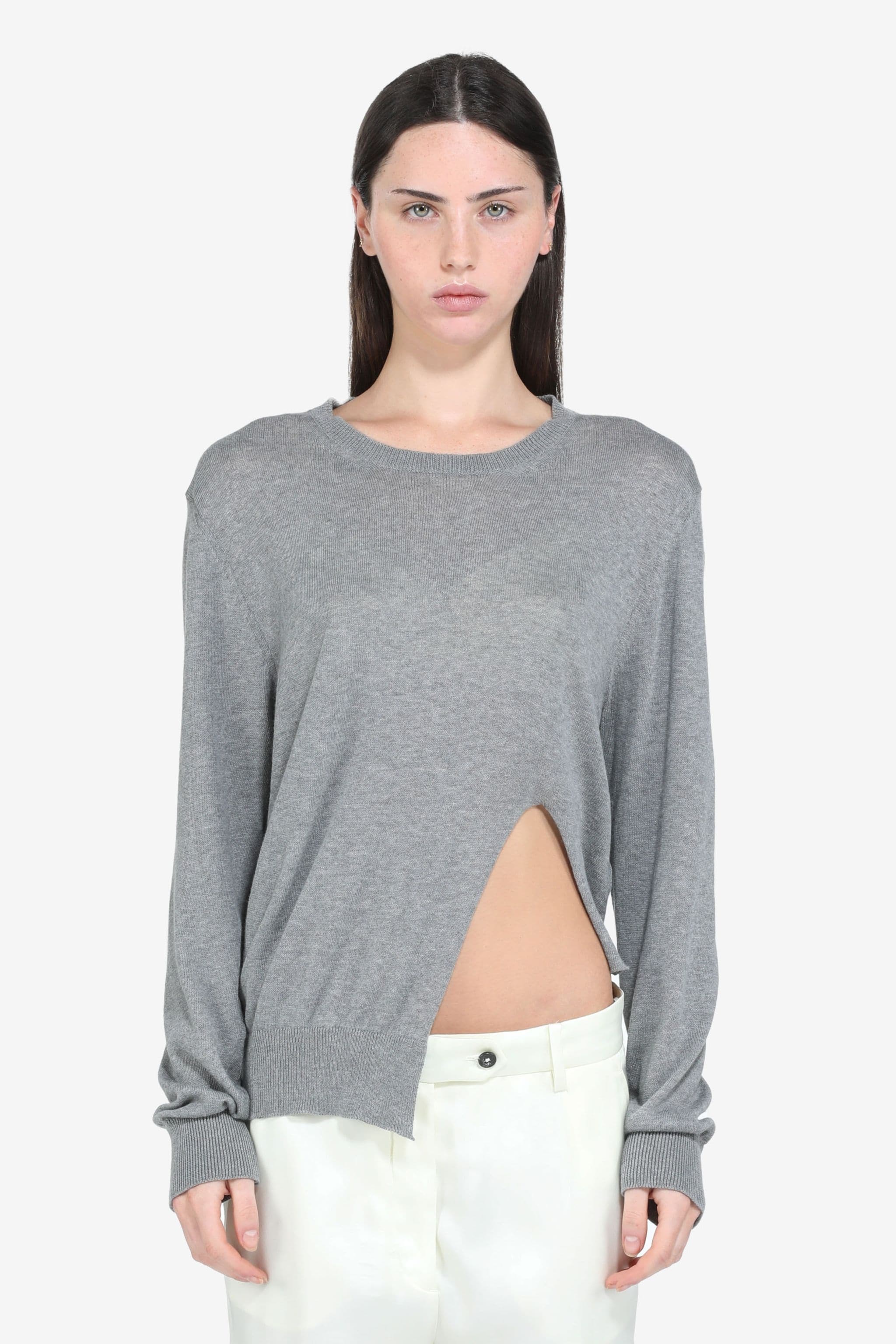 ASYMMETRIC COTTON SWEATER - 1