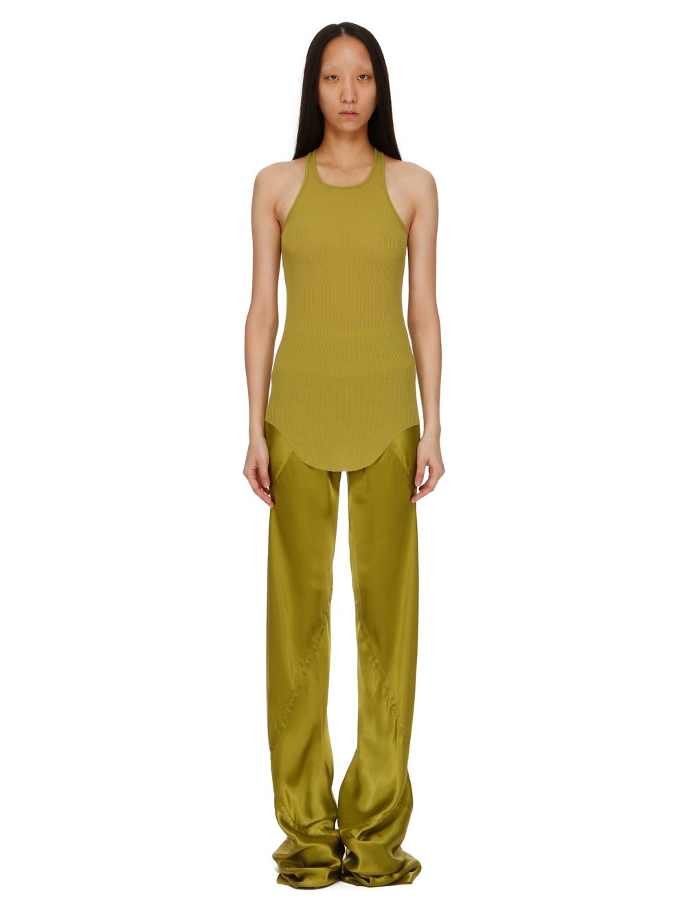 Rick Owens sheer-panelled design trousers - Yellow