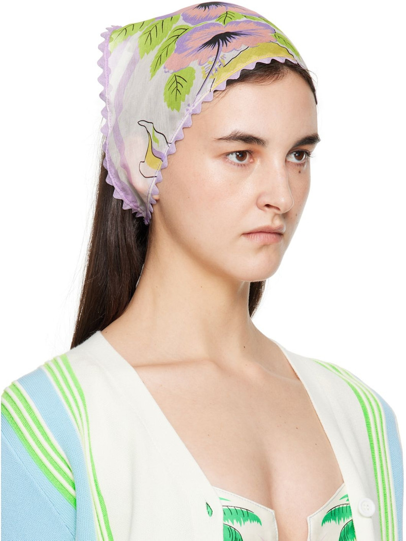 ANNA SUI Purple & White Florida Silk Voile Headscarf outlook