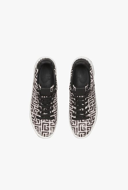 White and black monogram canvas B-Court sneakers - 4