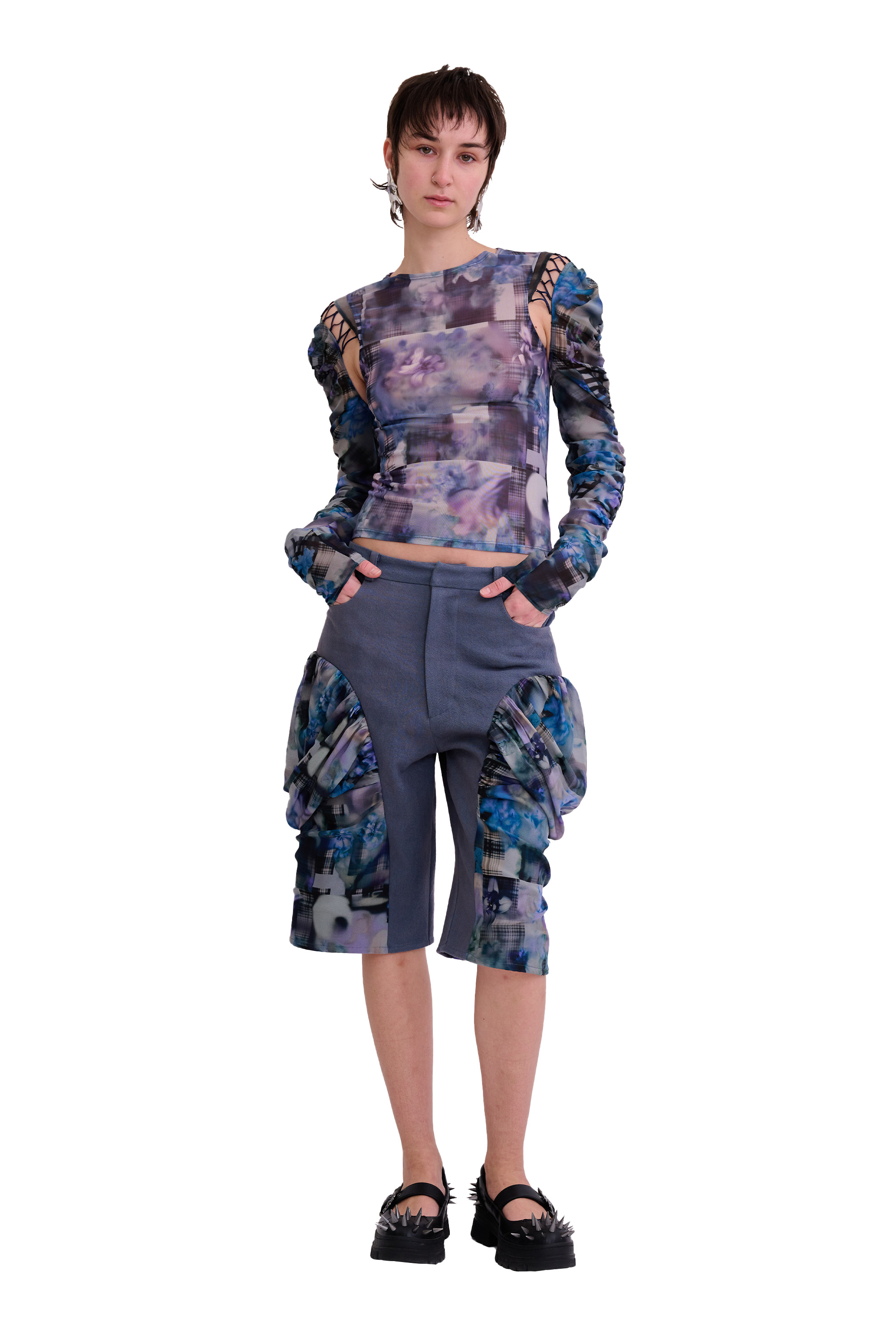 NAVY GARDEN BLUR GIVA SHORT - 2