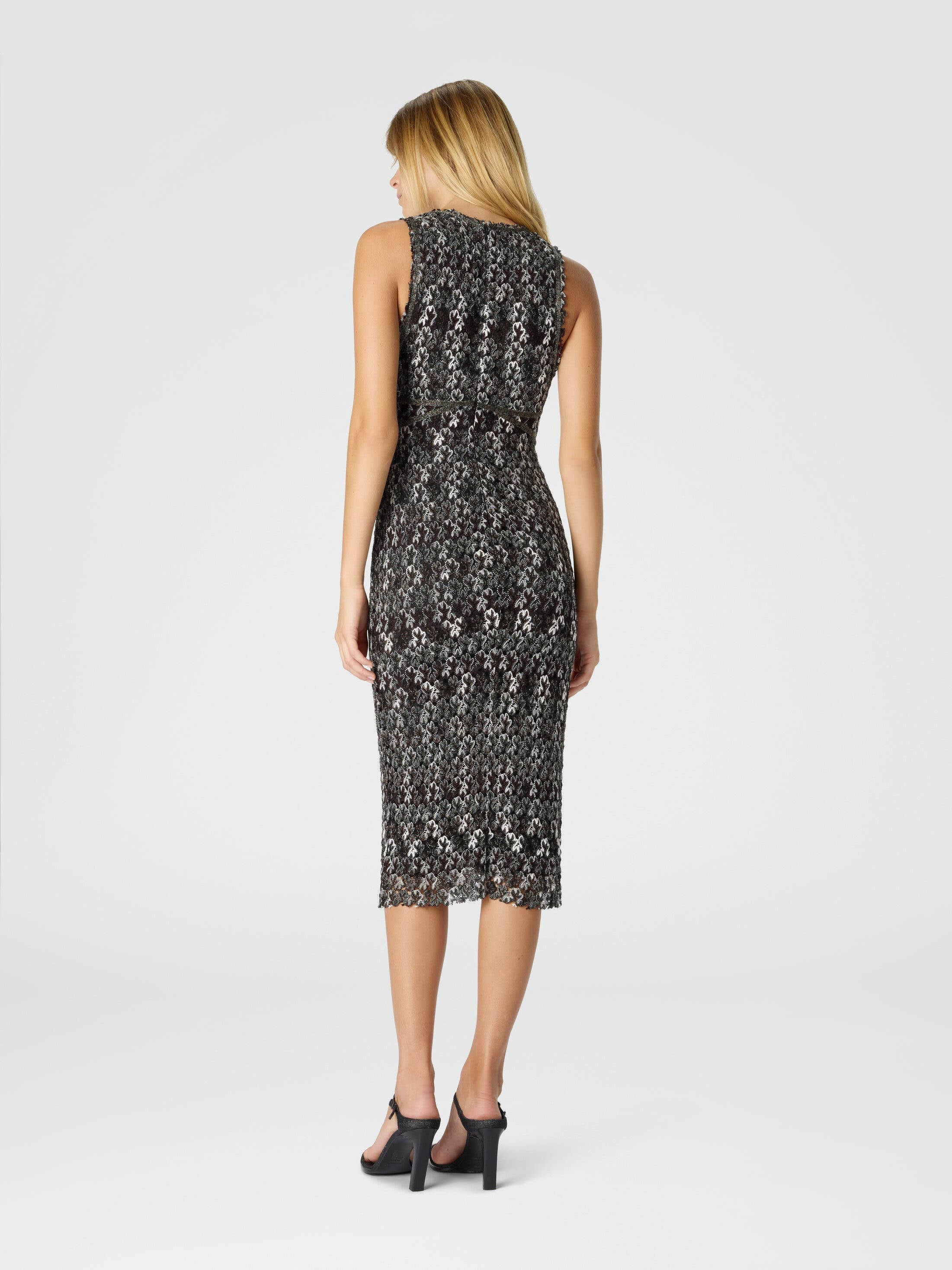Missoni Midi Dress With V-neck And Embroidered Lace in Black & Brown at Nordstrom - 3