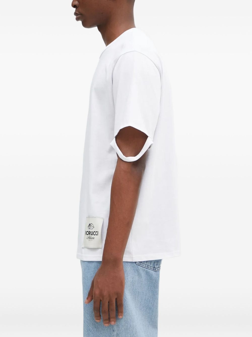 distressed-hem logo-patch T-shirt - 2