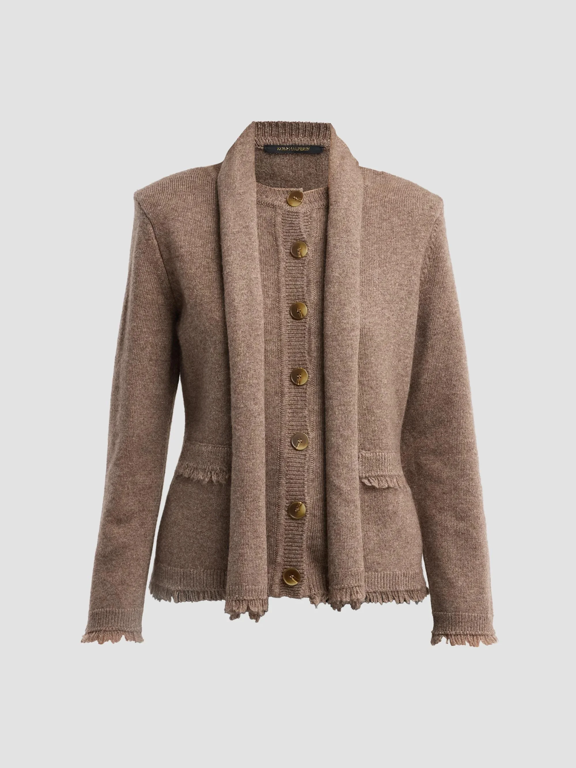 Women's Gracie Wool-Blend Scarf Cardigan - Taupe - 1