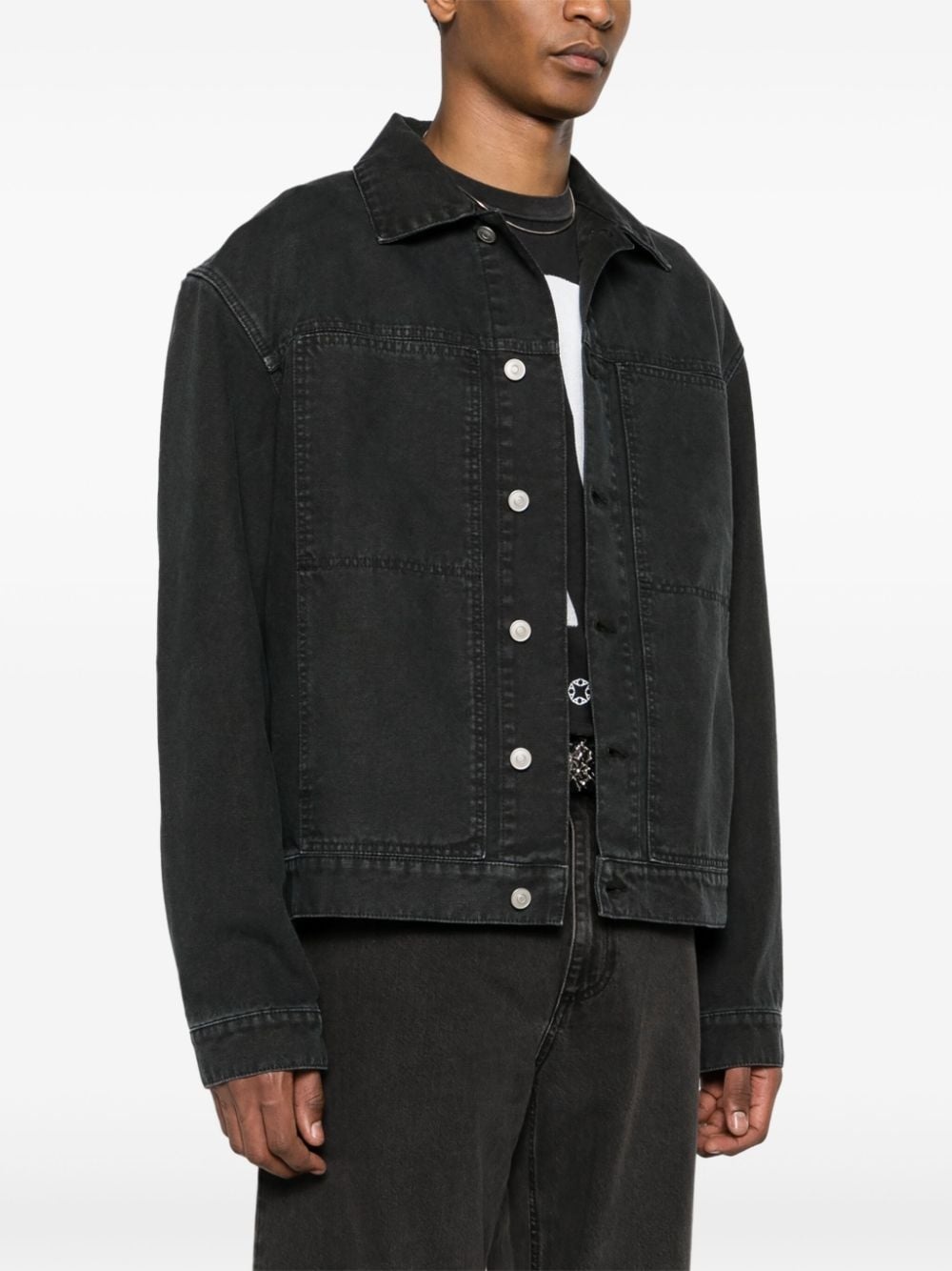 buckle-detailed cotton shirt jacket - 3