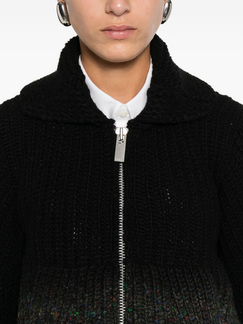 zip-front speckled cardigan 5