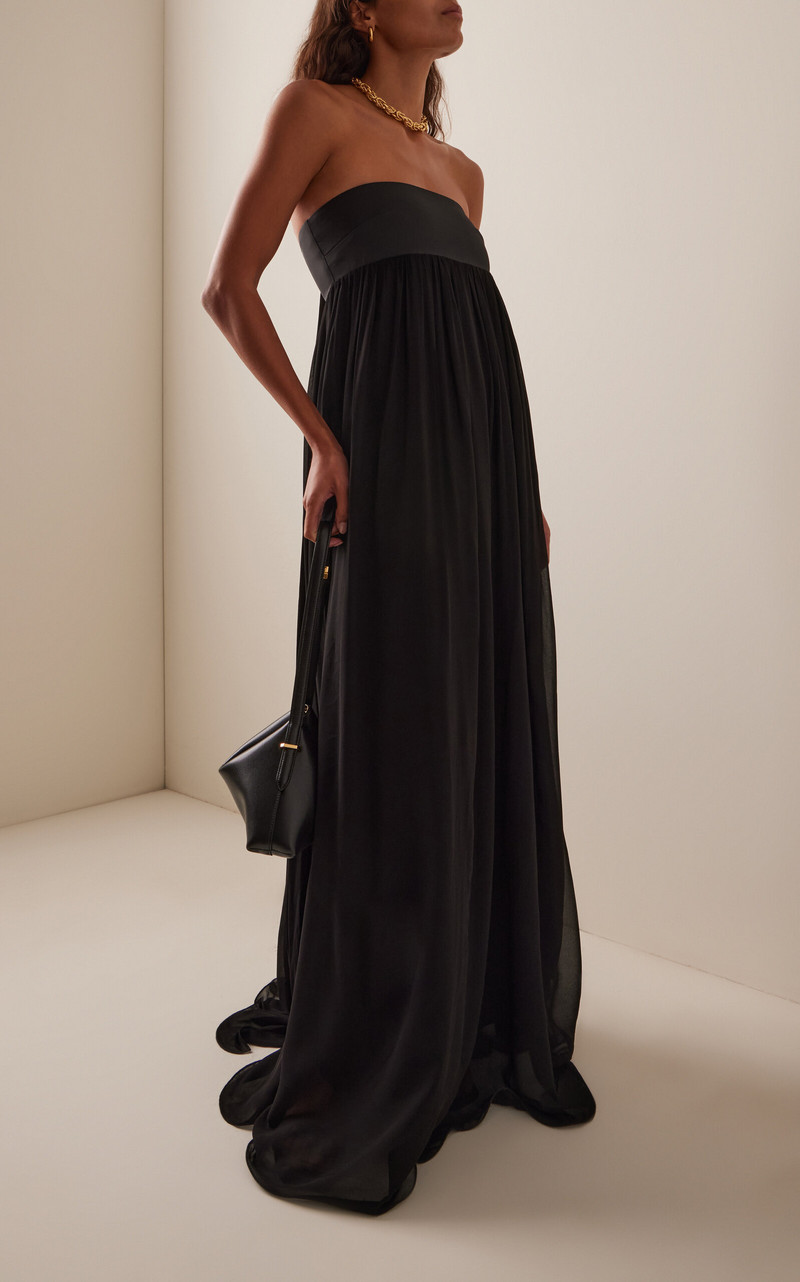 POSSE Solene Strapless Chiffon Gown black outlook