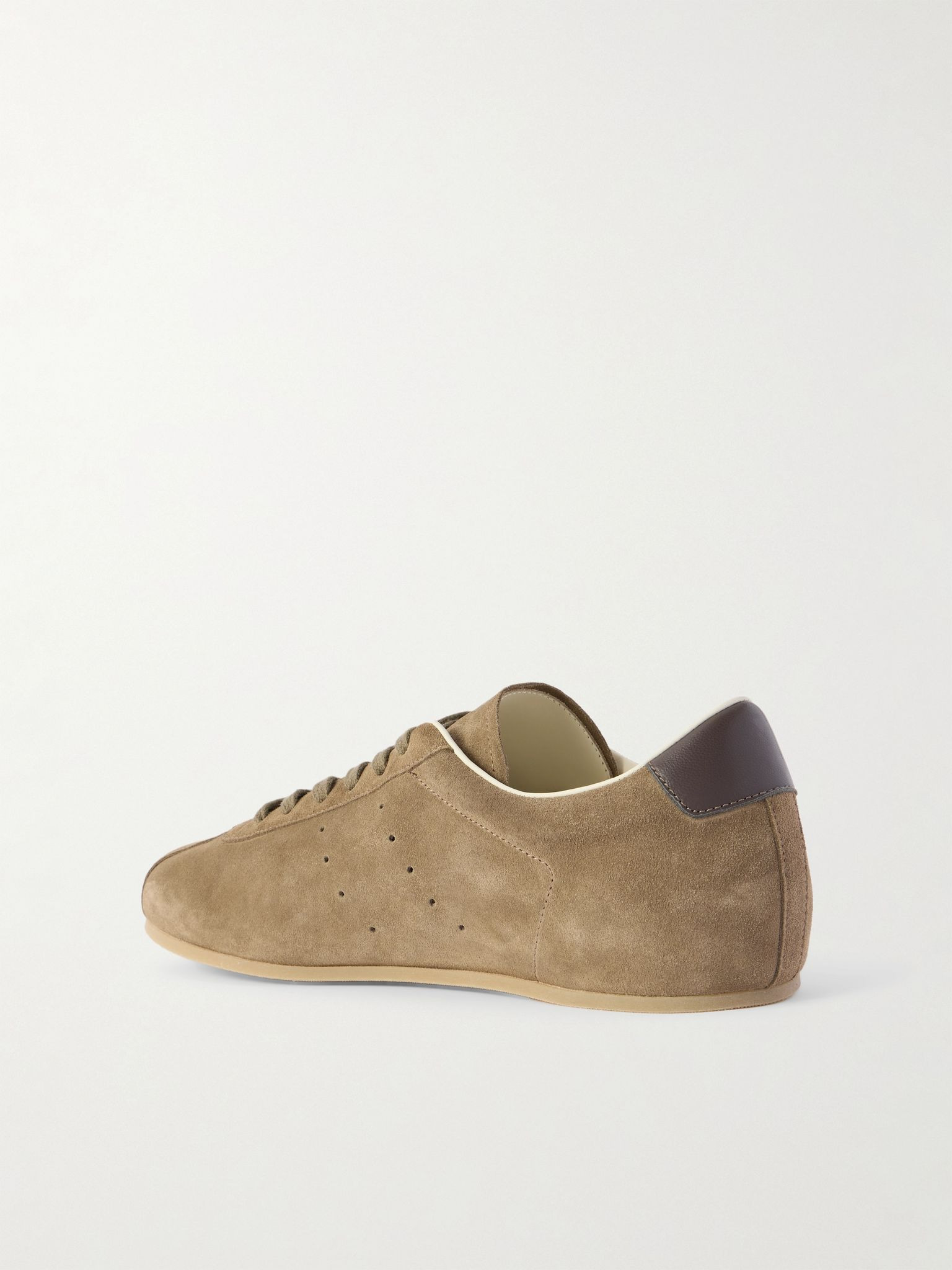 Driving Lo Profile Leather-Trimmed Suede Sneakers Green - 4