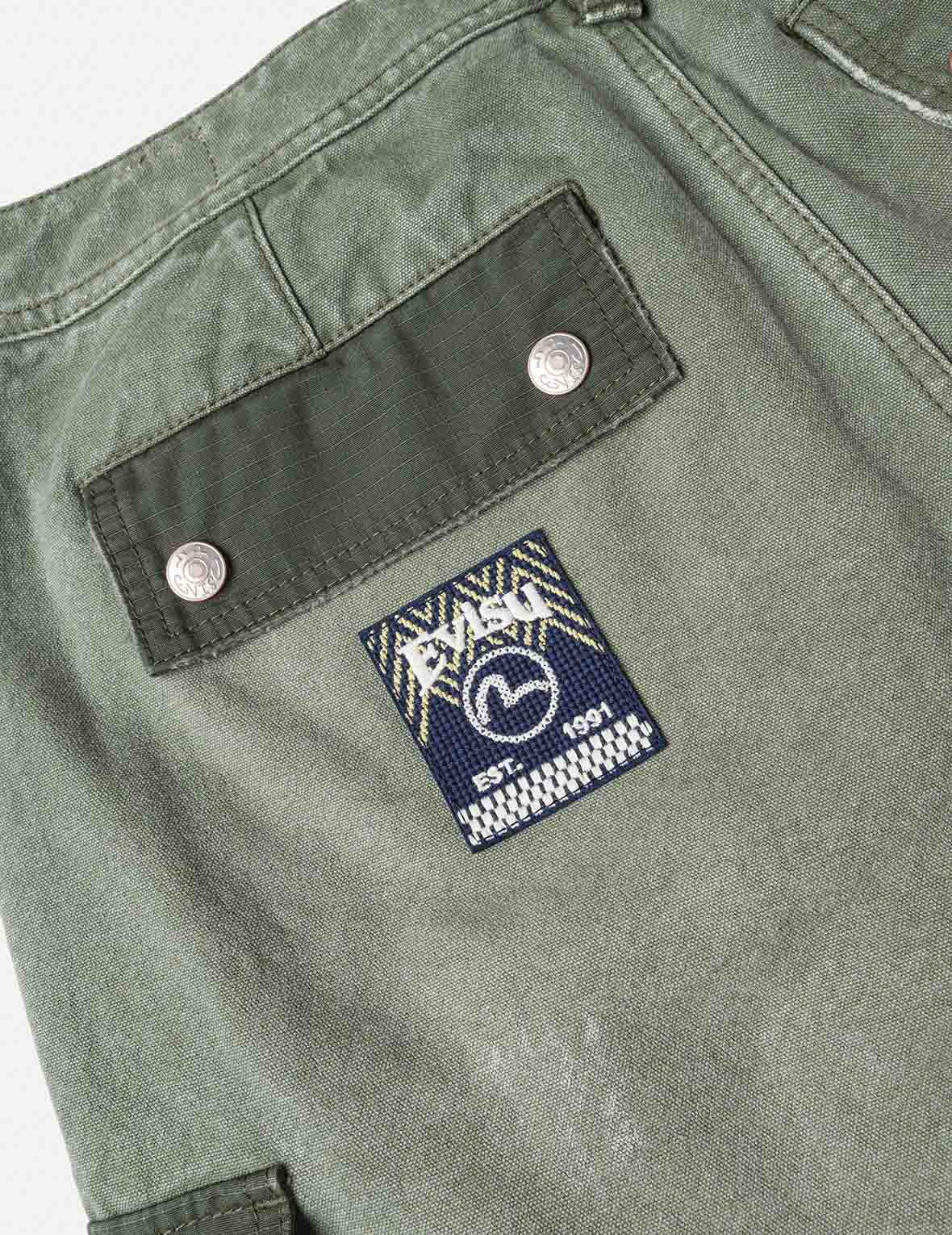 Dual Seagull Print Loose Fit Washed Woven Cargo Joggers - 8
