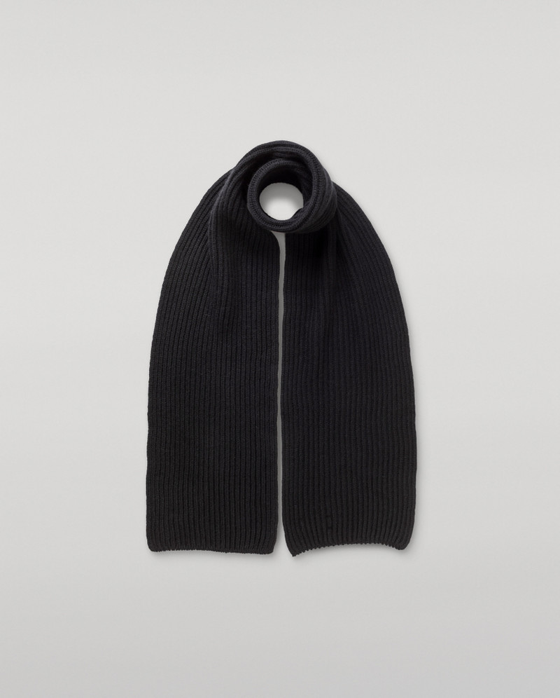 Lovat Black Ribbed Cashmere Scarf 1