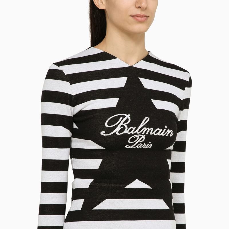 BALMAIN AND WHITE STRIPED SHIRT WITH LOGO - 5