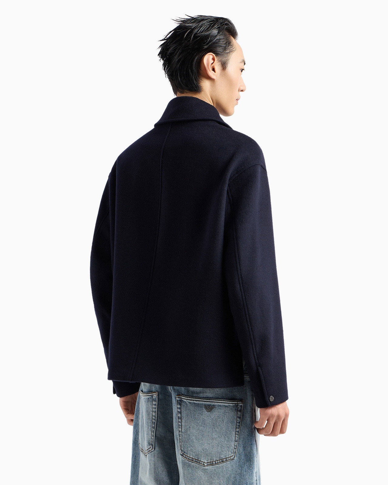 VIRGIN WOOL CLOTH BLOUSON WITH DIAGONAL ZIP - 3