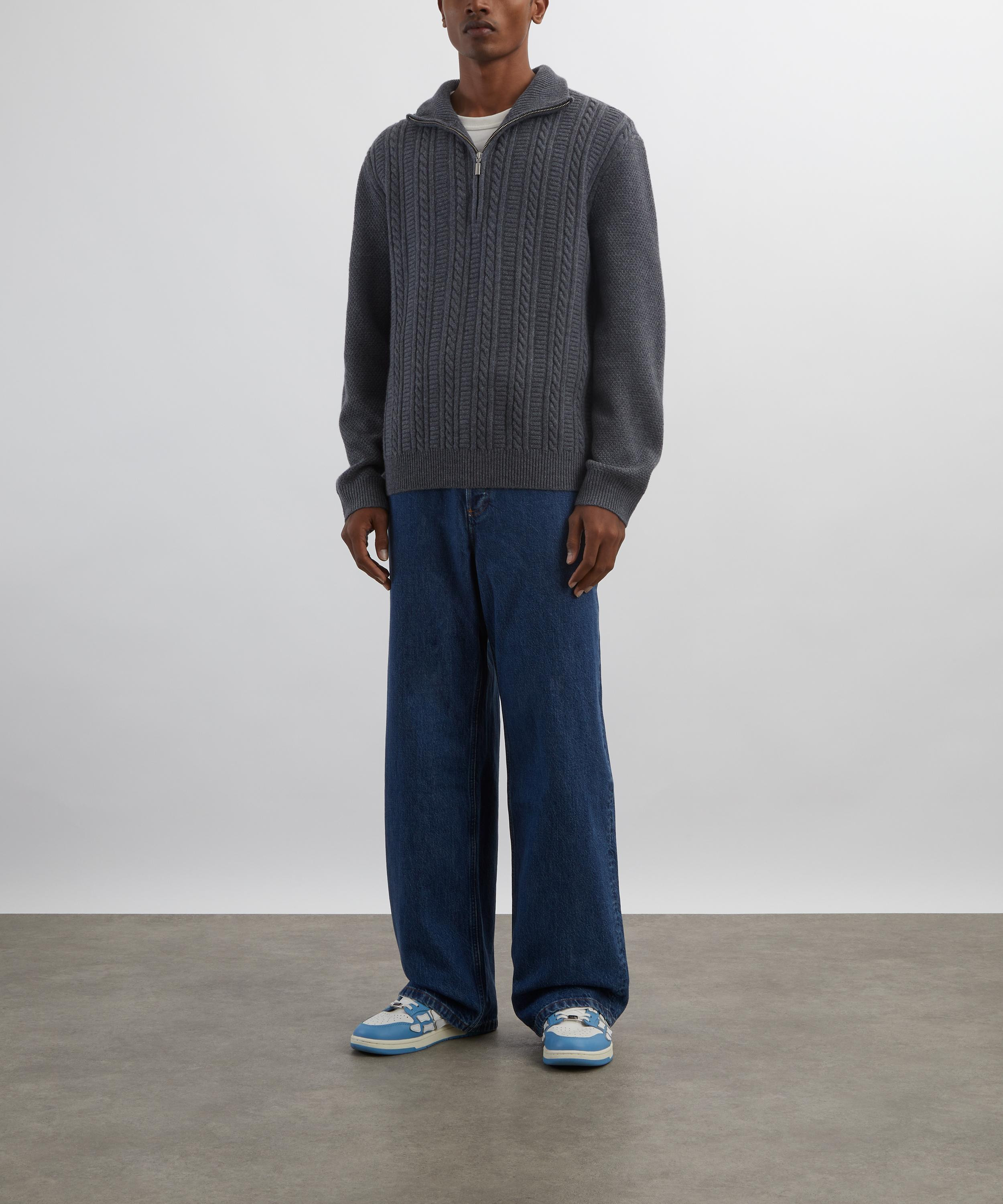 Grey Wool Cable-Knit Jumper - 2