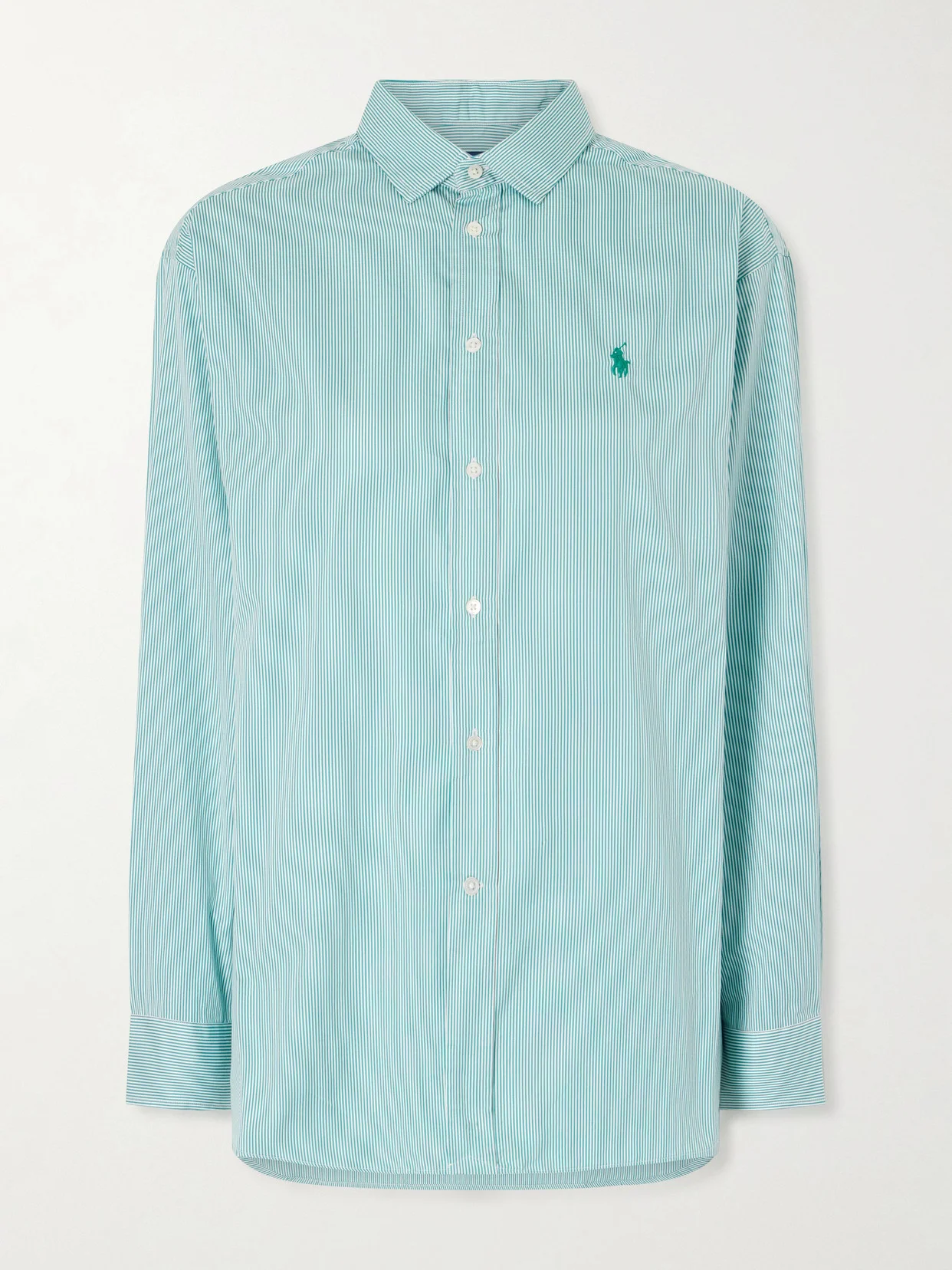 Logo-embroidered Striped Cotton-poplin Shirt - 1