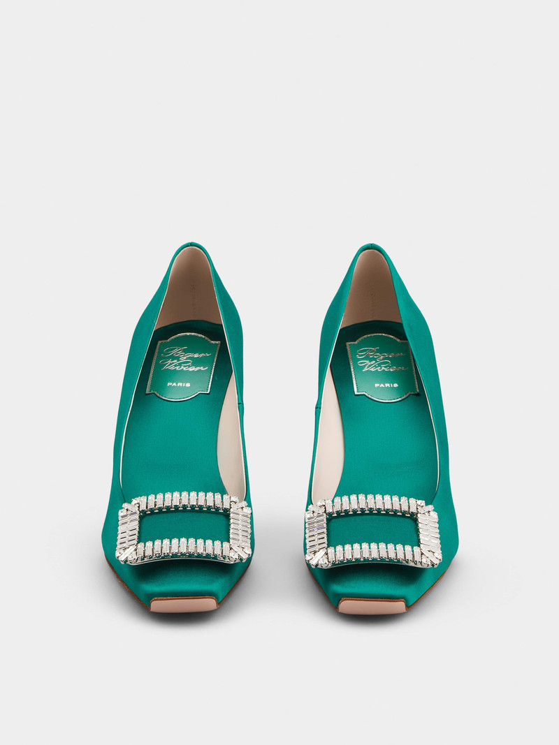 Trompette Crystal Buckle Pumps in Satin 7