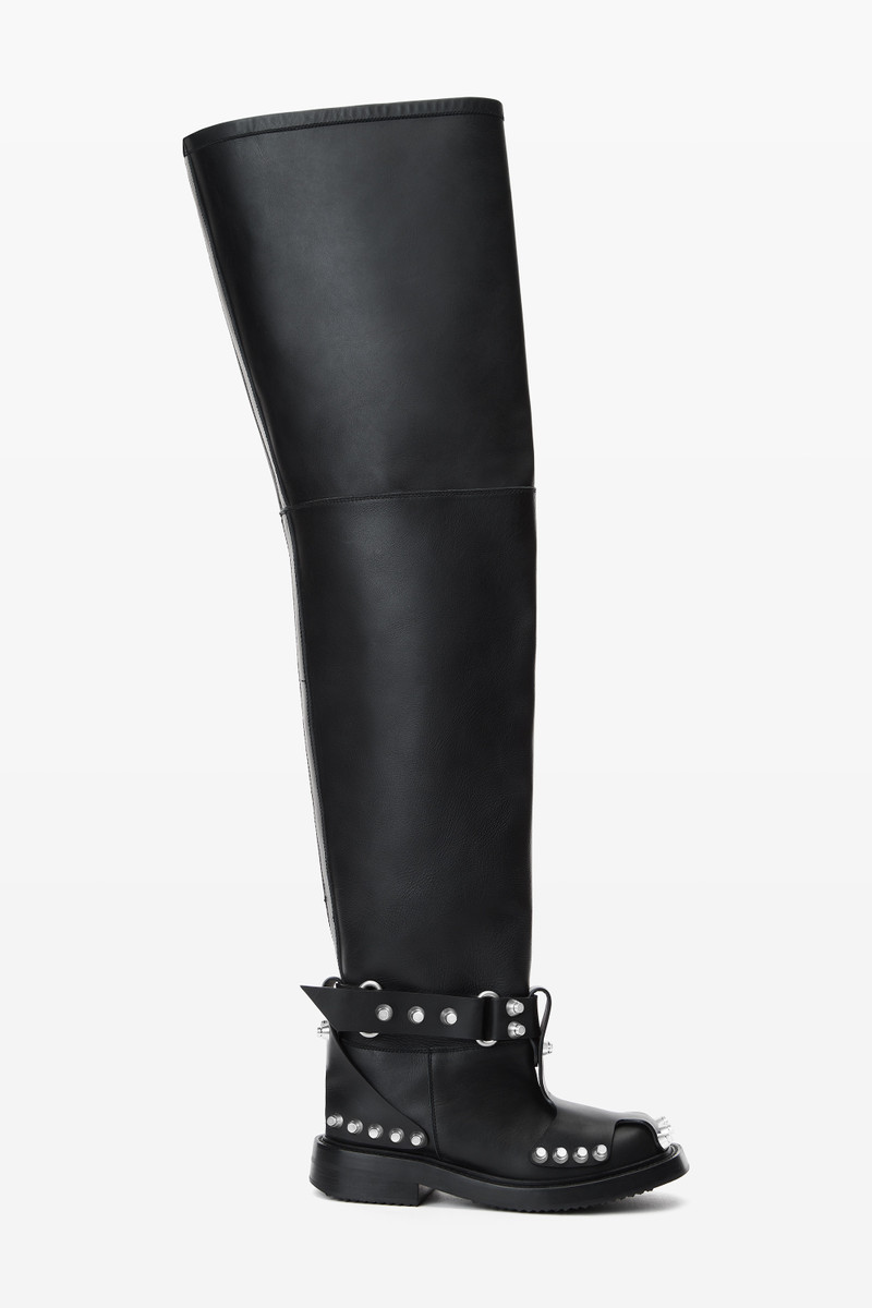 dixon buckle thigh-high boot in leather 1
