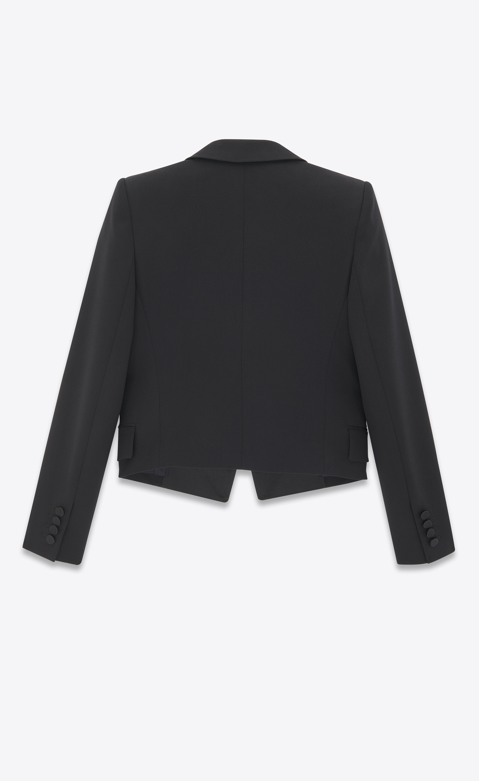 cropped tuxedo jacket in grain de poudre - 3