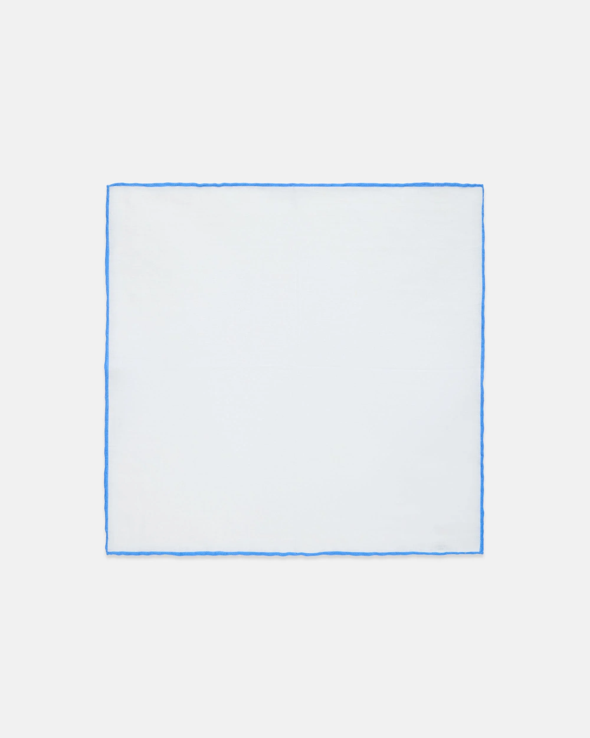 MADE-IN-ITALY WHITE WITH LIGHT BLUE EDGE LINEN POCKET SQUARE - 1