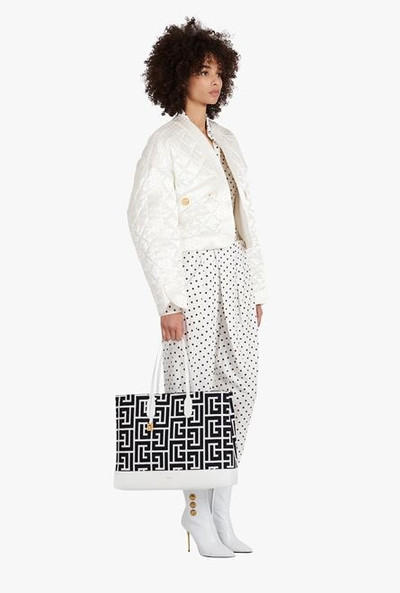 Balmain Large-sized bicolor white and black jacquard Folded Shopping bag outlook