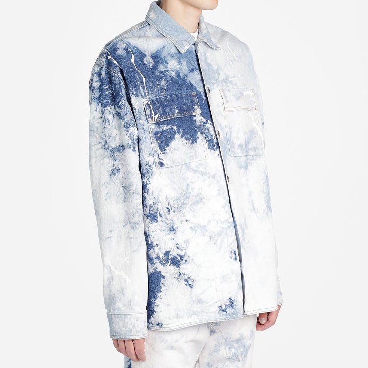 Off-White Colour Colour Rendering Ink Lapel Loose Denim Jacket Men White OMYD017R203860201414 - 4