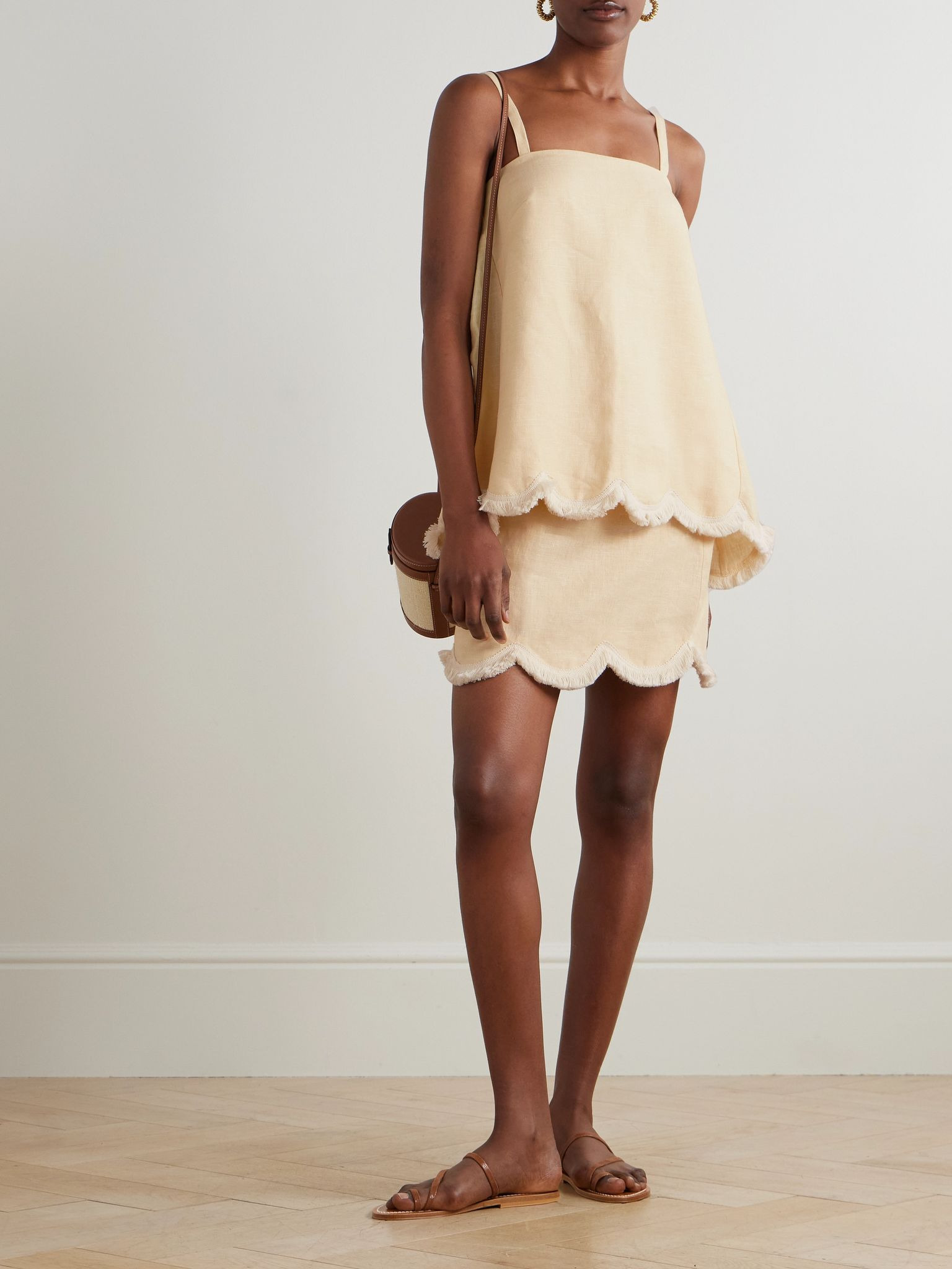 Essie fringed linen mini skirt Pastel yellow - 2