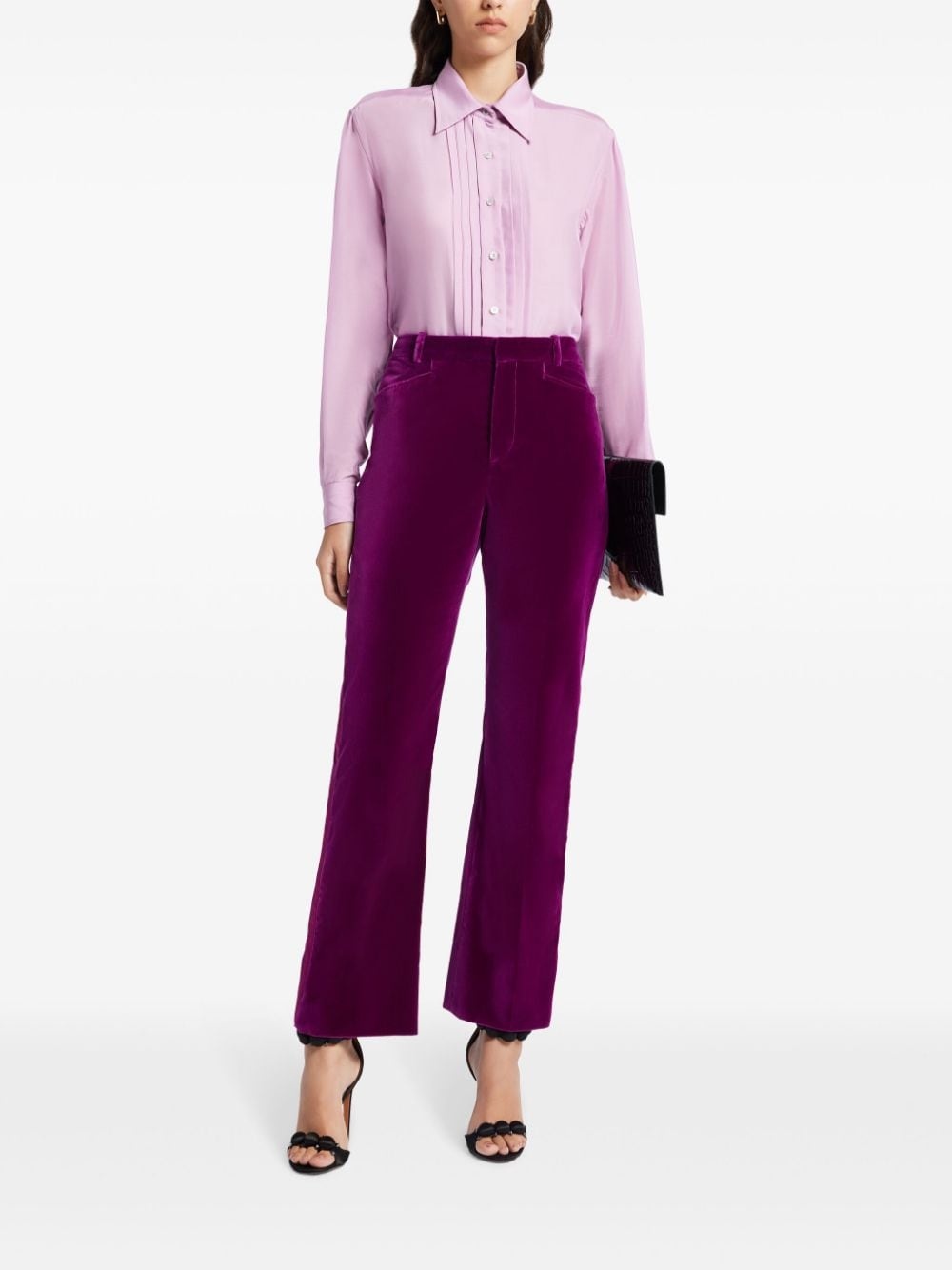 velvet flare trousers - 2