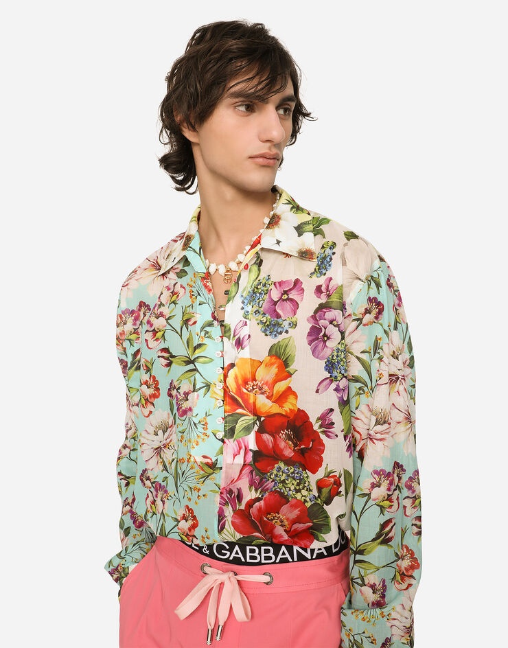 Oversize floral-print cotton shirt - 1