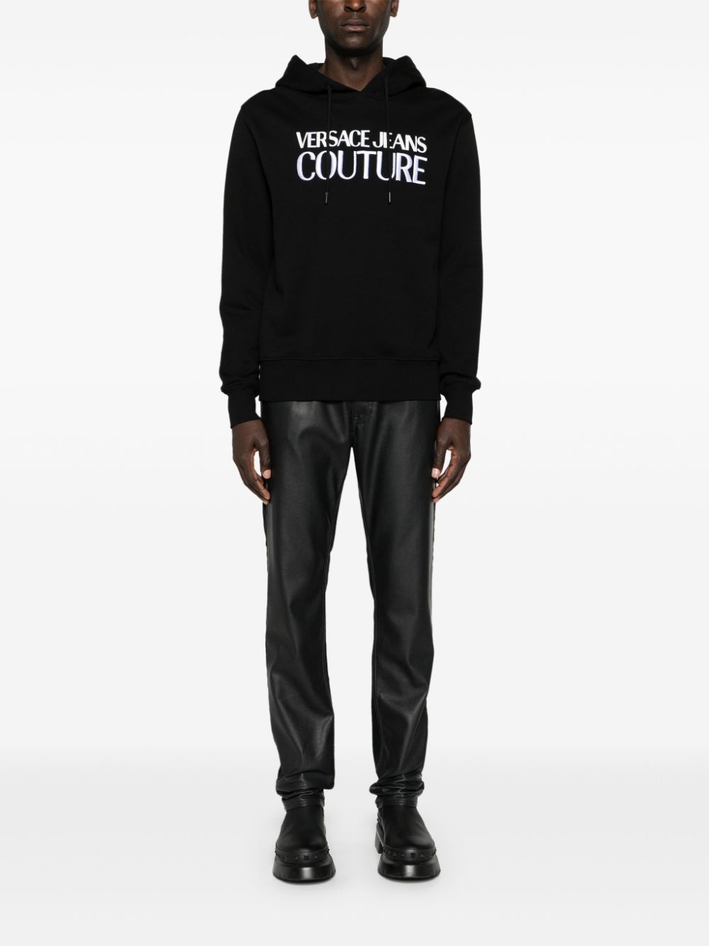 logo-embroidered cotton hoodie - 2