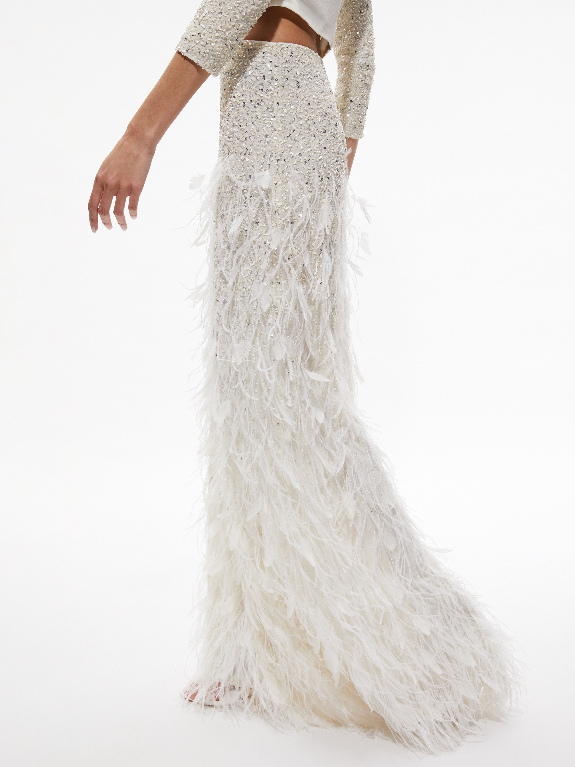 ASHTON EMBELLISHED FEATHER SKIRT - 2